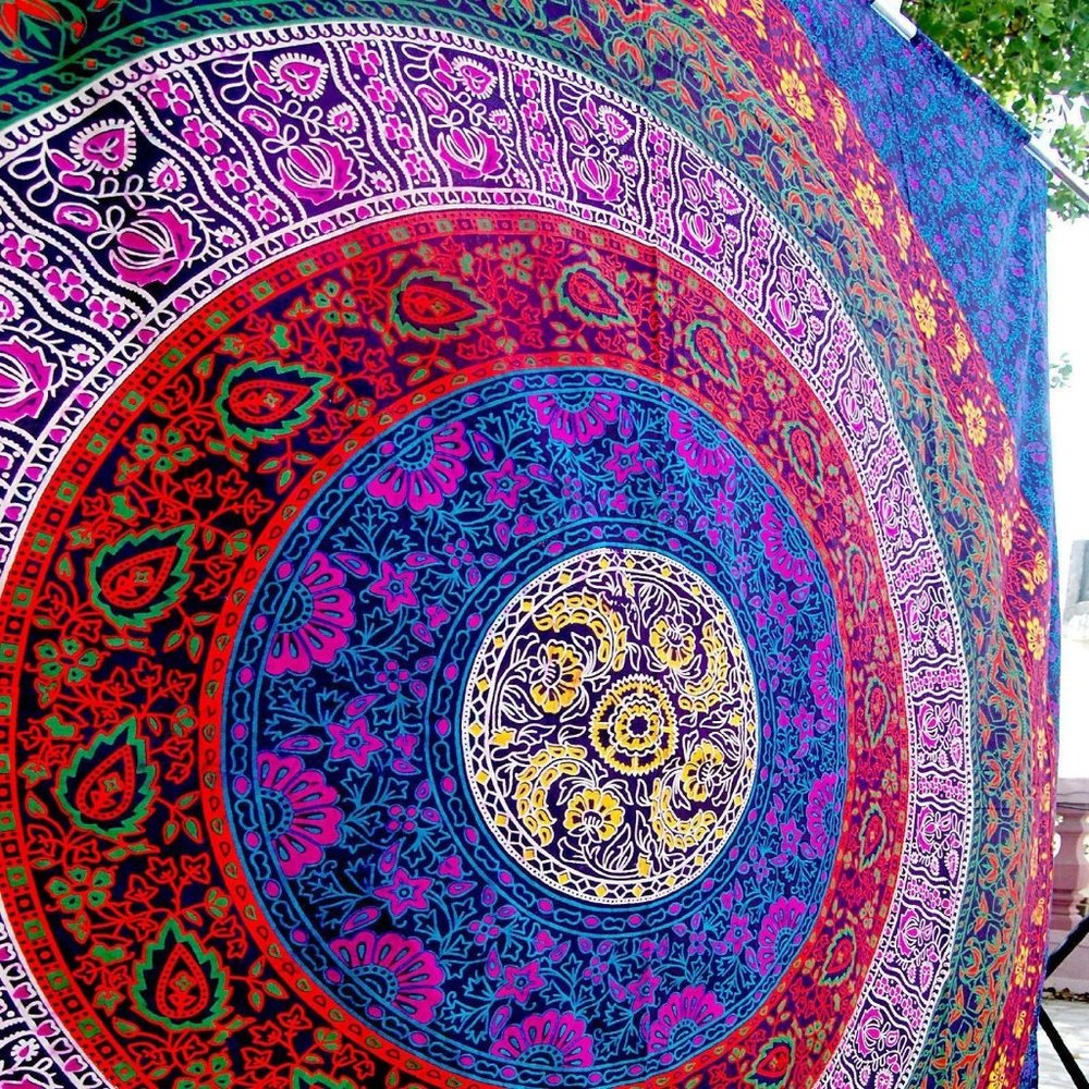 Large Hippie Psychedelic Bohemian Wall Tapestry - Picture 2 of 2